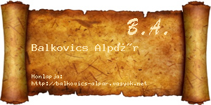 Balkovics Alpár névjegykártya